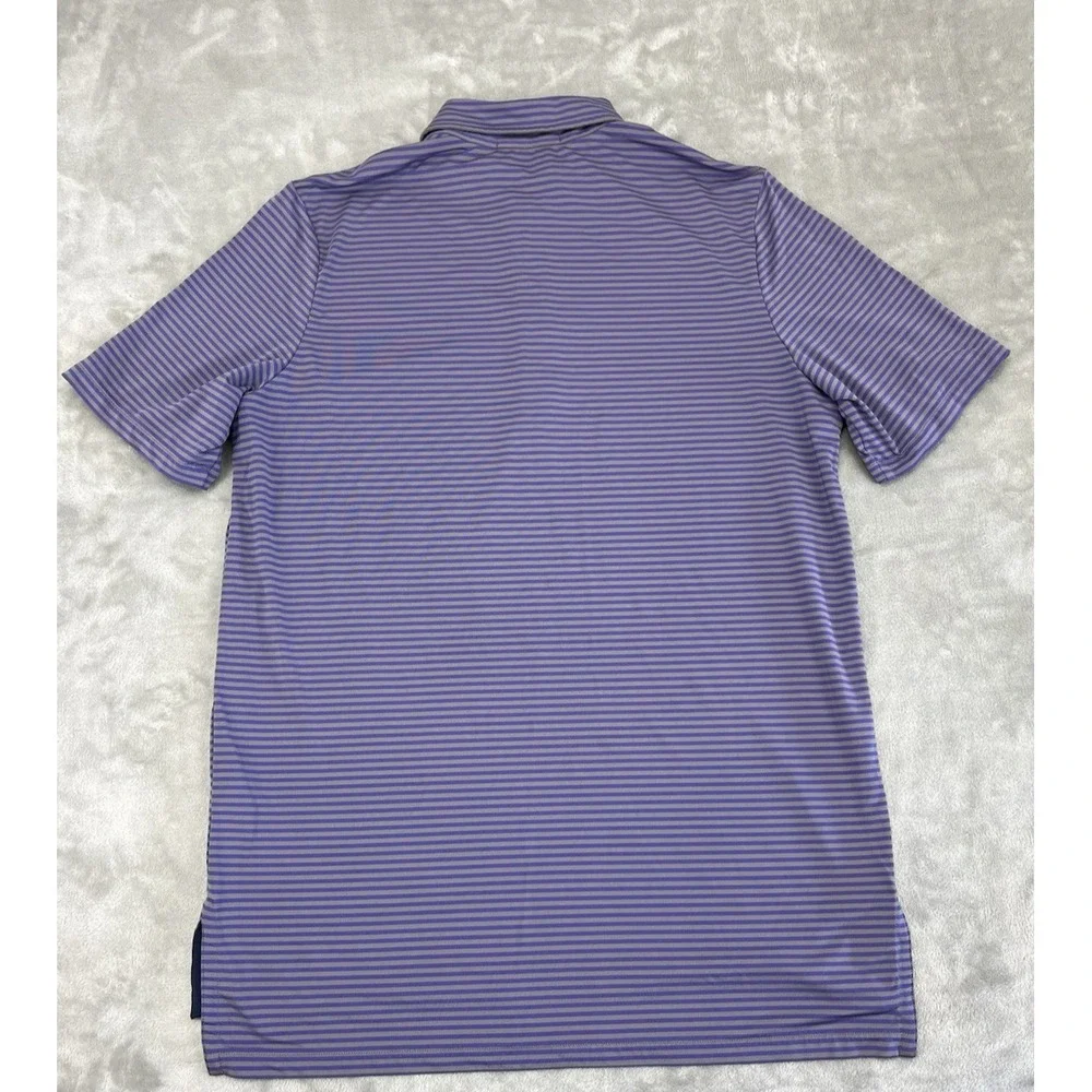 Ralph Lauren RLX Polo Men Medium Purple Striped 1/4 Button Performance Side Slit